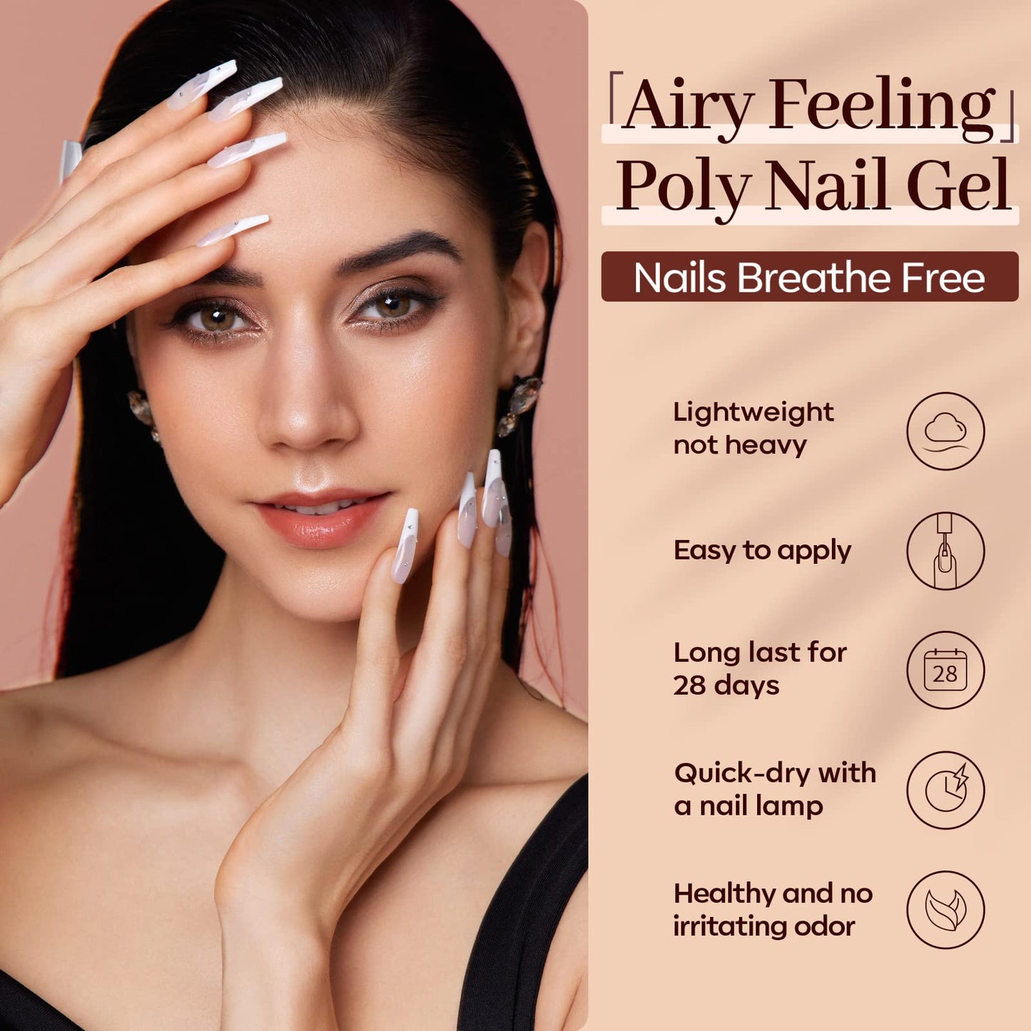 modelones Poly Gel Nail Kit 6 Colors with 8 W Nail Lamp Extension Gel Kit Jelly Milky White Pink Nude Complete Tools Beginner Thickening Solutions DIY at Home for Women