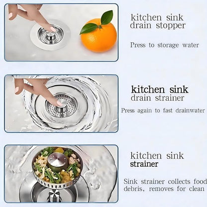 2Count 3-in-1 Kitchen Sink Drain Strainer & Stopper