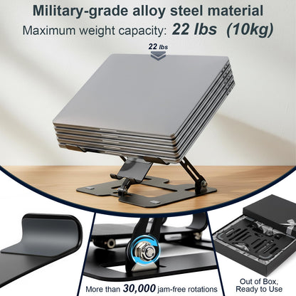OOYCYOO Alloy Steel Laptop Stand, Ergonomic Computer Stand, Desktop Laptop Riser, Compatible with MacBook Air/Pro, Dell, HP, Lenovo and Other 10-18 Inches Laptops, Black
