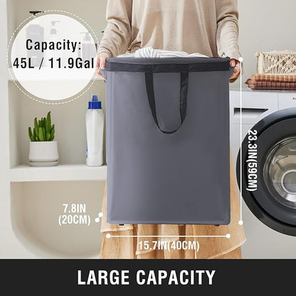 Slim Laundry Hamper with Removable Inner Bag and Side Handles, 45L Small