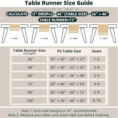 FEXIA Boho Table Runner for Home Decor with Tassels 72 Inches Farmhouse Long Pottery Barn Furniture Rustic Macrame Burlap Table Decoration for Living Room Bridal Shower (12x72 Inches)