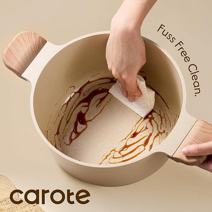 CAROTE 5 Qt Nonstick Stock Pot with Lid Soup Pot, Ceramic 5 Quart Casserole with Lid, Easy to Clean Non Stick Cooking Pot Cookware PFOA Free, Ceramic Oatmeal
