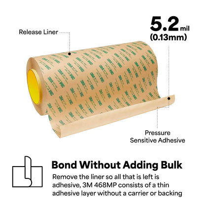 3M 468MP Adhesive Transfer Tape, 6" Width x 20yd Length (1 roll)