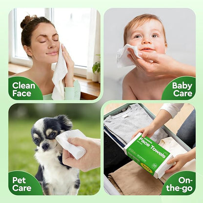Elvira 200 Count Disposable Face Towels, Biodegradable Skincare Facial