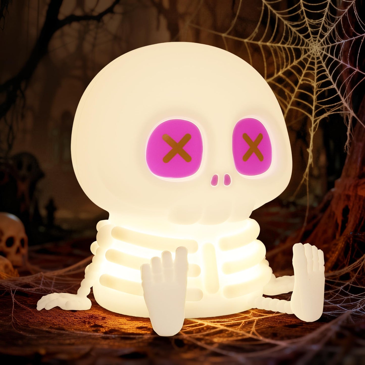CoolGift Mart Skull Night Light, Silicone Touch Control Lamp. USB Rechargeable with Timer & Brightness Adjustment, Creates Customizable Glow for Gaming Room, Bedside, or Halloween Decor