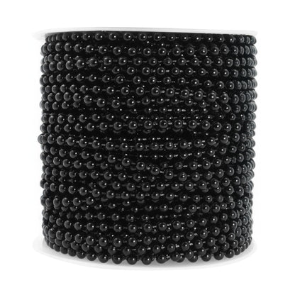 Mandala Crafts Faux 4mm Black Pearl Beads Chain Roll – 44 Yards Pearls Garland Strand Strings for Wedding Decor, Floral Arrangements, Christmas Trees & Event Decorations
