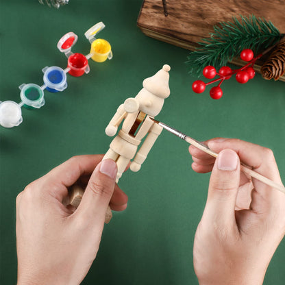 Sumind Christmas Unfinished Nutcracker Christmas Wooden Nutcrackers 5 Inch Xmas Craft Kit Box Paintable Nutcracker Figures for Adults Arts Project Ornaments Decoration(12 Pieces)