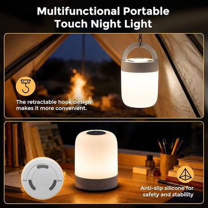 [3600mAh] Portable Dimmable Touch Night Light, 3 Colors Egg Light for baby Nursery, Rechargeable battery powered Lights for Kids Toddler room, Small Cordless Table Bedside Lamp for breastfeeding, soft