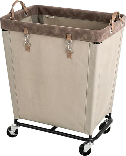 StorageWorks 210L Laundry Basket with Wheels, Extra Large Rolling Hampers for Clothing Organizer, Dirty Clothes Basket for Hotel, Home, Closet, Dorm, Light Khaki