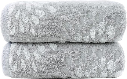 Pidada Hand Towels Set of 2 Hydrangea Floral Pattern 100% Cotton Absorbent Soft