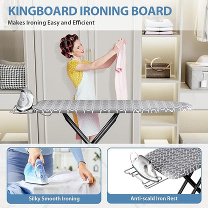 KINGBOARD Foldable Ironing Board Full Size, Iron and Ironing Board Set Standard