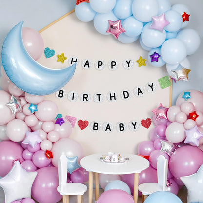 302PCS DIY Friendship Bracelet Birthday Banner Customizable 6.6ft Glitter Happy Birthday Sign for Celebrating Birthdays and Graduations Birth-Tay Era Tour Decorations