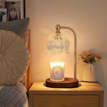 MEIXISUE Candle Warmer Lamp with Timer Dimmable,Antique Brass Candle Lamp,Wax Melt Warmer Light for Jar Candles,Mother's Day/Birthday Gifts for Mom/Wife,Home Decor Lamp,with 2 Bulbs