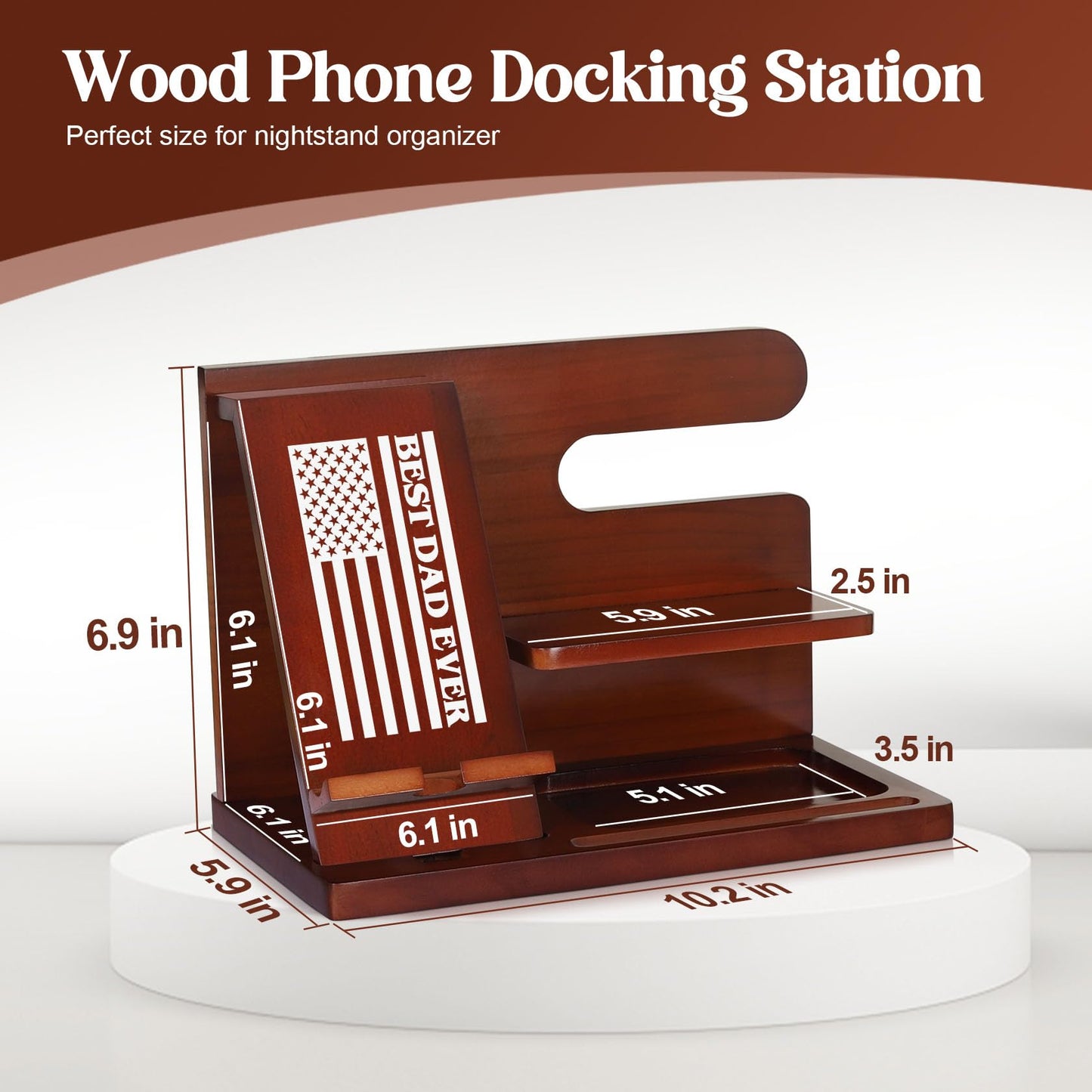 Dad Gifts for Fathers Day, Fathers Day Dad Gifts from Daughter Son, Fathers Day Husband Gifts from Wife, Christmas Birthday Gifts for Dad, Stocking Stuffers for Men Him Dad, Wood Phone Docking Station