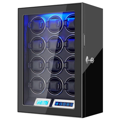 GCCRGRC Watch Winder 12 Slots Automatic Watches,Ultra-Quiet Japanese Motors, Built-in LED Illumination and LCD Touchscreen Control