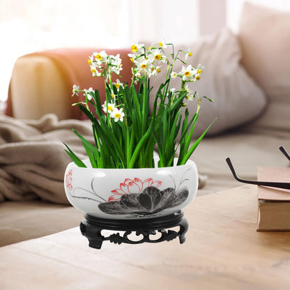 HANABASS 1set Ceramic Hydroponic Flower Pot Base Large and White Planter for Indoor and Outdoor Use for Growing Plants Flowers and Your