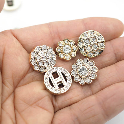 Xiufortion 80PCS Plastic Embellishment Buttons with Rhinestones Set for Coat，Suits，Knitting Sweaters, Sewing Crafting, Replacement, Handmade Crafts stored in a Plastic Box（5 Styles Mixed）