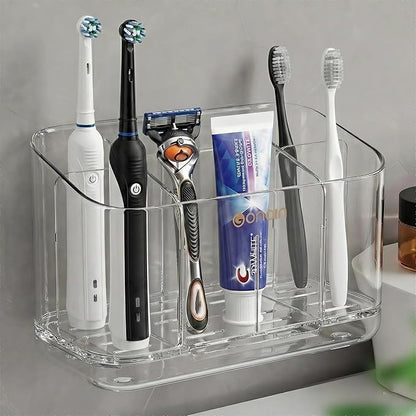 Toothbrush Holder for Bathroom Wall Mounted, 5 Slots Acrylic Toothbrush and