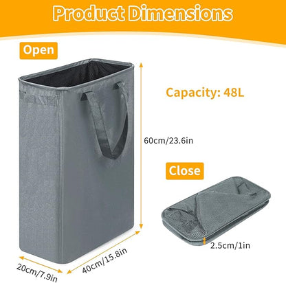 Slim Laundry Hamper, 48L Ultra Thin Collapsible Laundry Basket