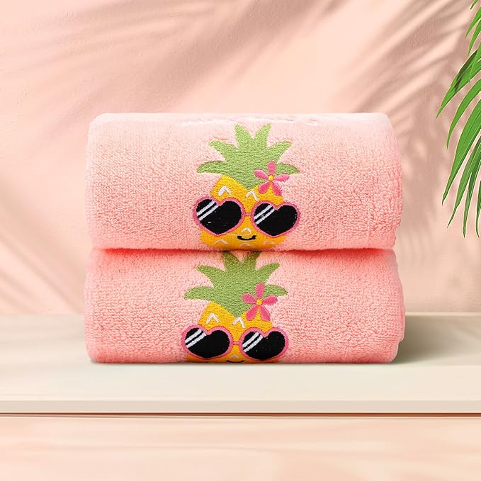 2 Pcs Party Like a Pineapple Hand Towels Coral Bathroom Decor 14x29 Inch