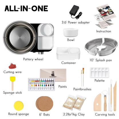Pottery Wheel for Kids Adults and Beginners - Complete Pottery Set for Teen with 6" Turntable, 2.2lb Clay, Art Supplies Sculpting Tools, Craft Gifts for Teens Adults (Grey)