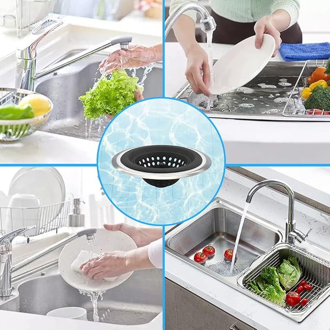 Mi hogar Sink Drain Strainer 2 Pack, 4.5” Wide Rim Silicone Kitchen Sink