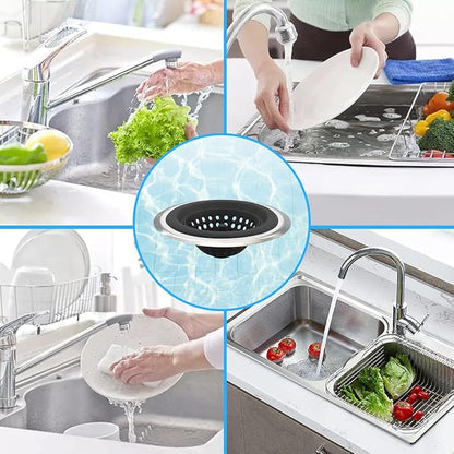 Mi hogar Sink Drain Strainer 2 Pack, 4.5” Wide Rim Silicone Kitchen Sink