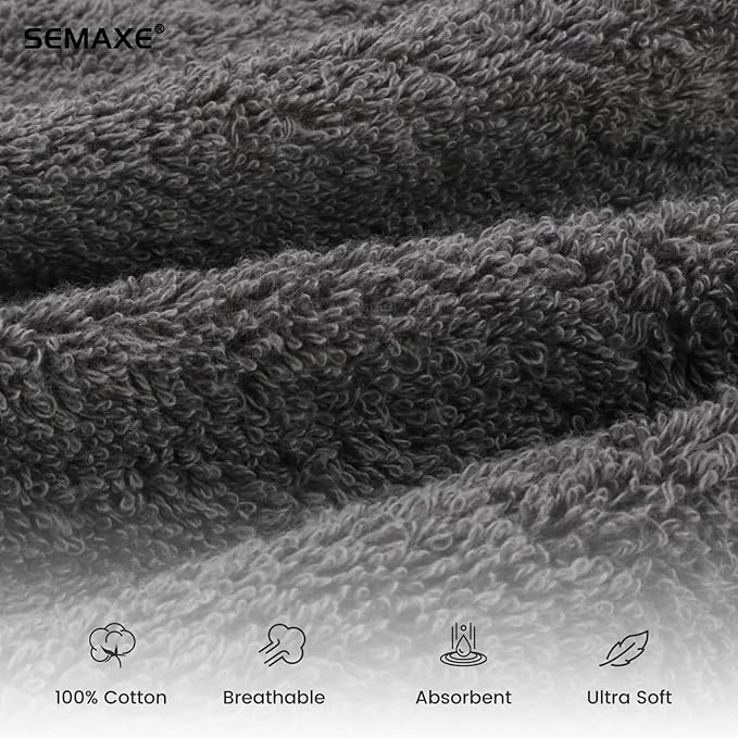 SEMAXE Gray Hand Towels for Bathroom, Quick-Drying, Easy Care