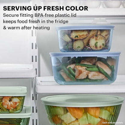 Pyrex Colors Tinted Small/Medium Round Food Storage Container Set, Snug Fit