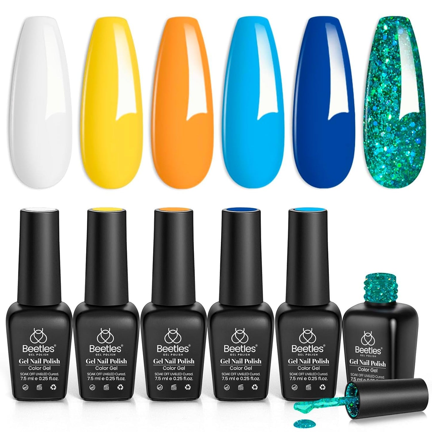 Beetles Jelly Gel Nail Polish Set, 6 Colors Milky White Nude Pink Brown Sheer Gel Polish Kit Nail Concealer Translucent Effect Soak Off Uv French Nail Art Gift for Women Ultimate Monochrome Collection