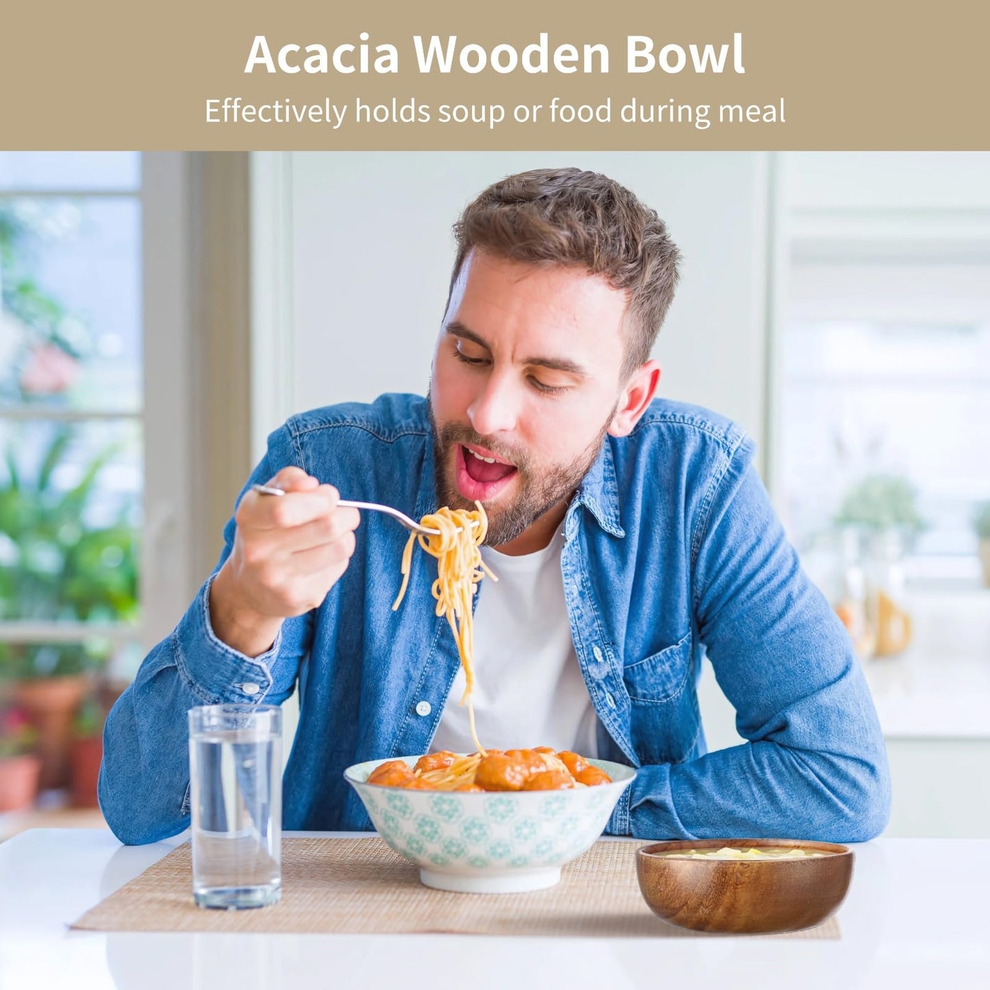 OMISTAR 10 Pcs Acacia Wooden Bowls for Food, 4 in Small Wood Bowls Set, Japanese Style Serving Bowls for Salad, Dessert, Snacks, Handcrafted with Smooth Surface, Heat Insulation