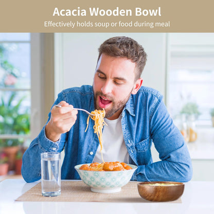 OMISTAR 10 Pcs Acacia Wooden Bowls for Food, 4 in Small Wood Bowls Set, Japanese Style Serving Bowls for Salad, Dessert, Snacks, Handcrafted with Smooth Surface, Heat Insulation