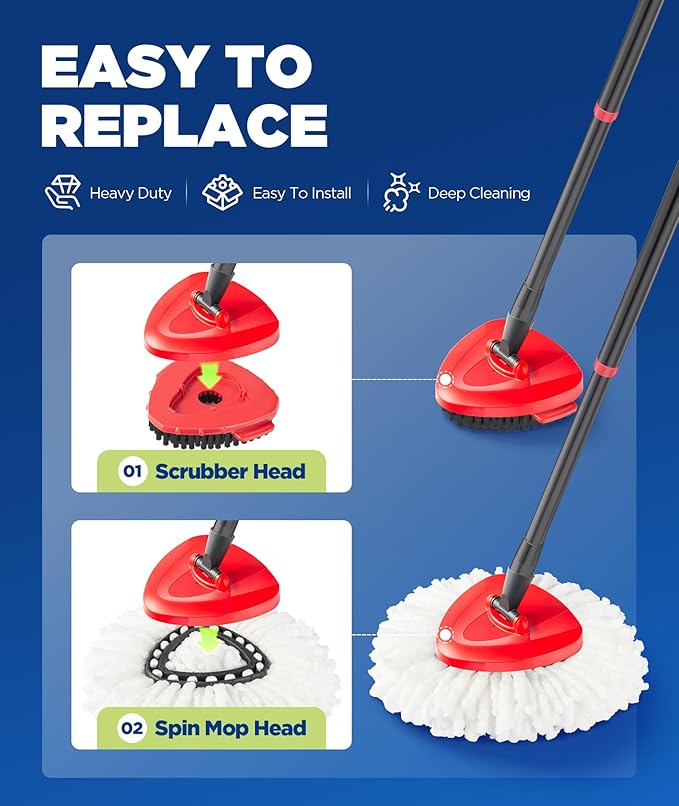4-in-1 Mop Heads Replacements for O Cedar EasyWring 1 Tank System, Includes 1