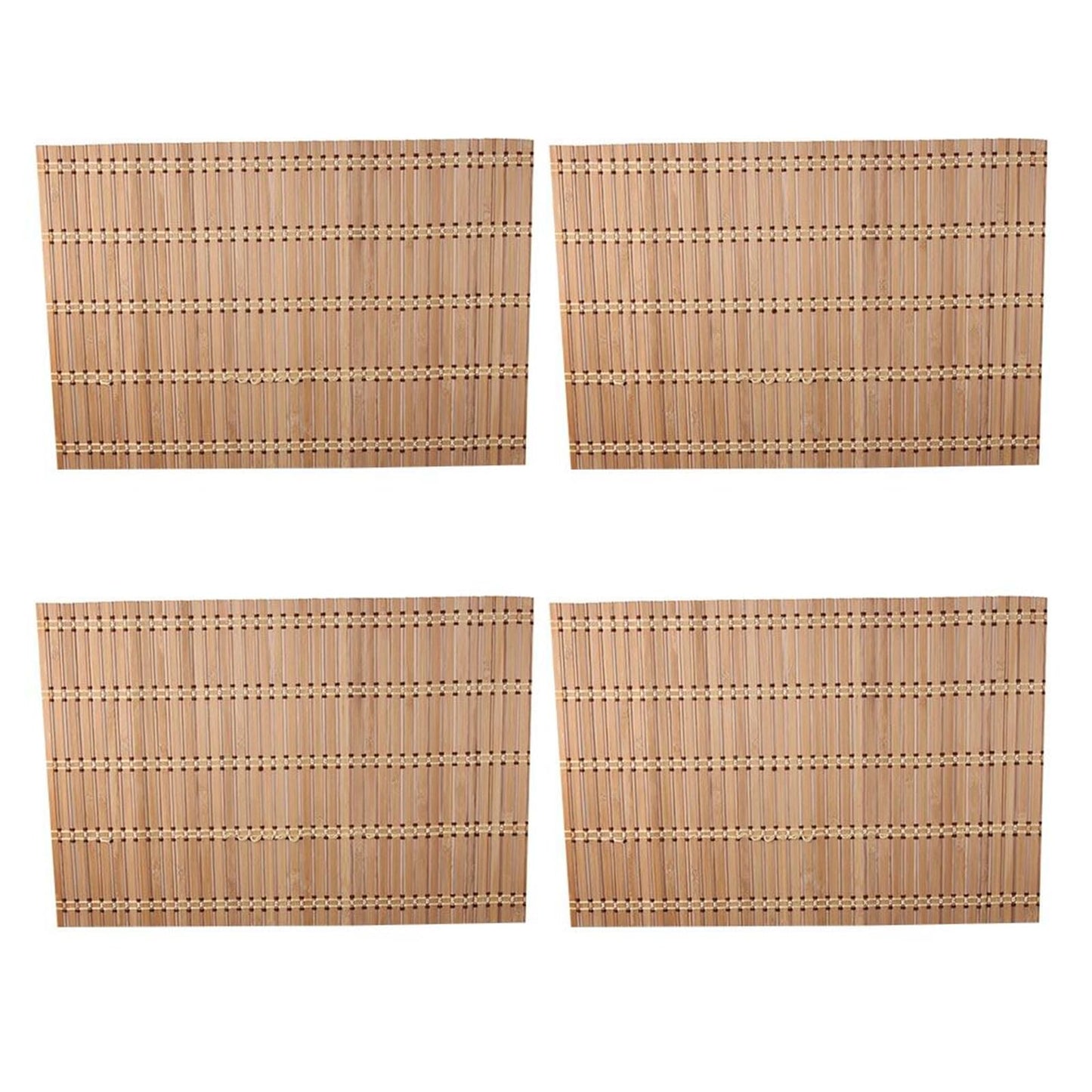 couponhub Pack of 4 Natural Bamboo Placemat, Wooden Square Placemats, Suitable for Non-Slip and Bamboo Table Placemats in Restaurants and Kitchen