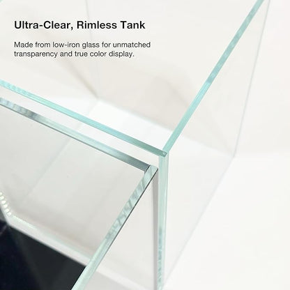 Nano Aquarium Kit 2.2 Gallon, Rimless Glass Betta Fish Tank with Filter & LED Light, 12" x 6" x 8" Small Desktop Fish Tank for Home Office (Transparent, Complete)