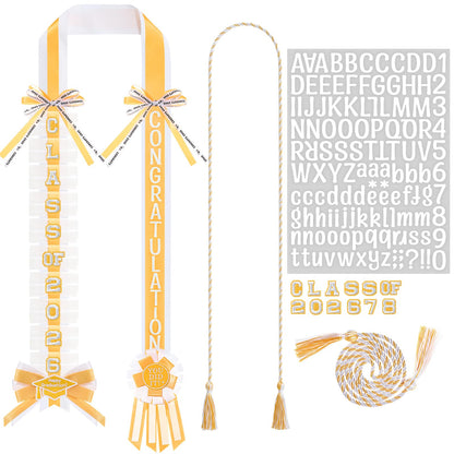 Spakon Graduation Money Lei with Cash Holder, 48 Inch 2026 Graduation Ribbon Lei with Honor Cord 2026 Grad Braided Necklace for DIY Women Men College Party Decor Supplies Grad Cash Gift(White, Gold)