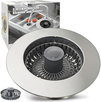 Kitchen Sink Drain Strainer, 3 in 1 Pop Up Kitchen Sink Stopper,
