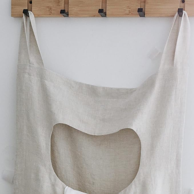 Amazhiyu 100% Linen Door Hanging Laundry Hamper Bag, 19x27 Inches