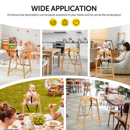 Neoflavie 2 Pack Wooden High Chairs for Babies and Toddlers, Restaurant-Style Stackable High Chair with Commercial Grade Solid Wood for Dining Table & Kitchen, Easy to Clean Baby Booster Seat -Natural