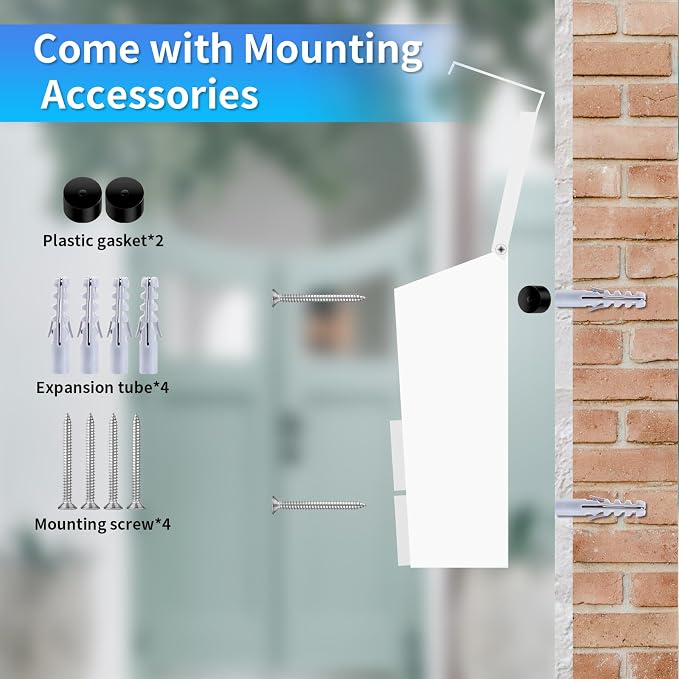 Wall-Mounted Mailbox, White Modern Large Capacity Drop Mailboxes for Outside, Rust-Proof Galvanized Steel Post Box (No Keys Locking)