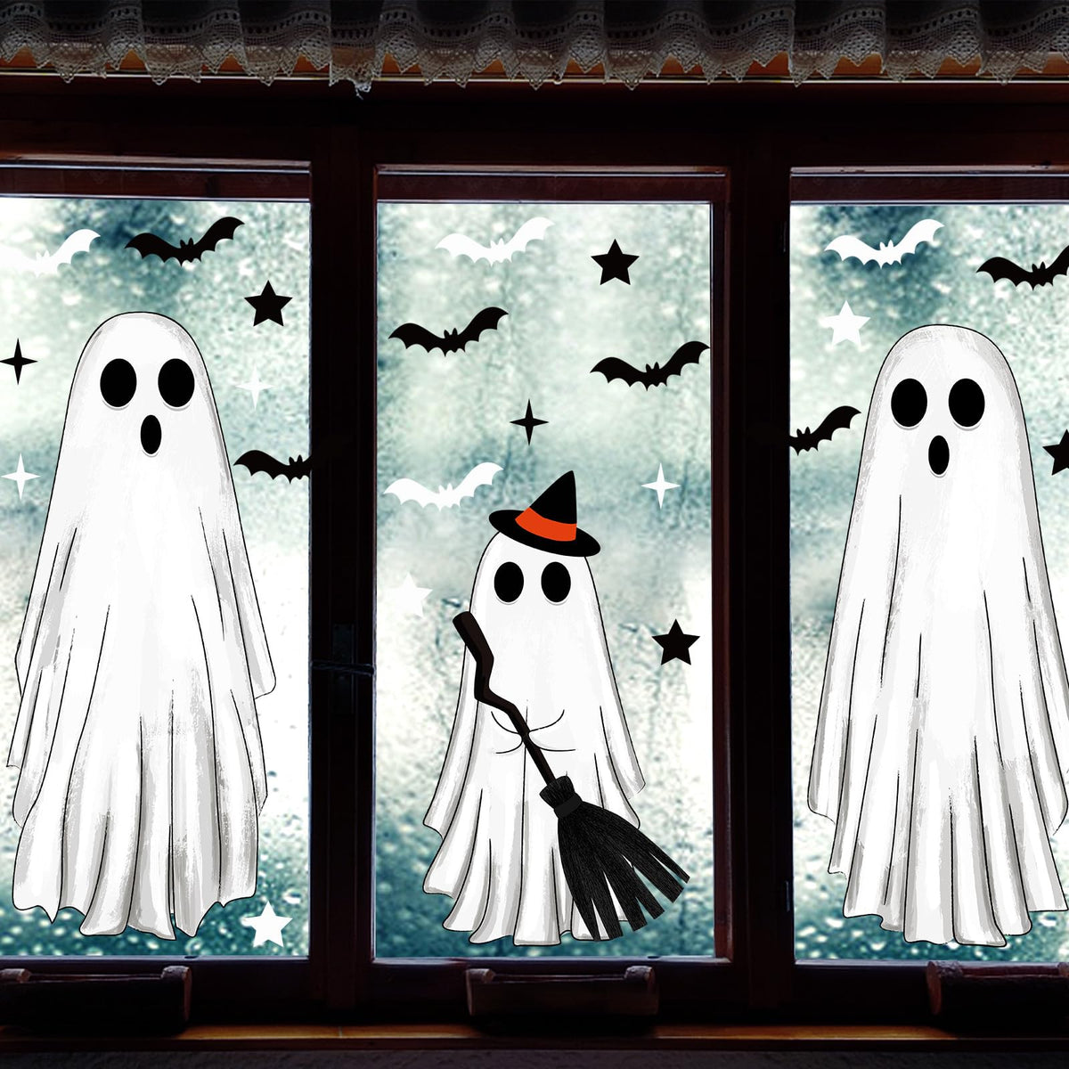 Large Halloween Window Clings Ghosts Silhouette for Glass Window Ghosts Window Stickers Decals Decorations