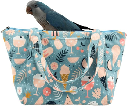 Warm Bird Carrier Bag for Winter Shoulder/Hand Bag Outdoor Portable Travel Carrier with Air Holes for Parakeets Lovebirds Conures Quarkes Caique (Blue,Medium)