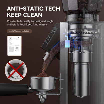 Burr Coffee Grinder with 45 Grind Settings, 40mm Conical Burr, Anti-Static Technology, Touchscreen Control, 300g Bean Hopper, Stainless Steel Body, for Espresso to French Press, Easy to Clean