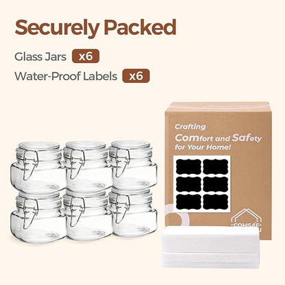 ComSaf 6 Pack 17 oz Glass Jars