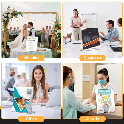 EthPul 13 Pack Acrylic Sign Holder 8.5x11, L-Shape Clear Plastic Display Stands for Tabletop, Slanted Back Menu Flyer Paper Photo Picture Frame Display Stand for Restaurants Office Store Show Fair