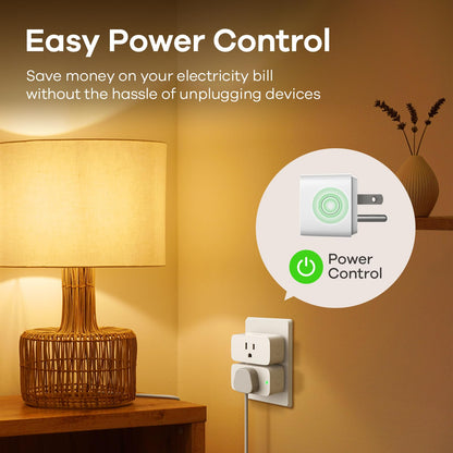 Linkind Matter Smart Plug with Remote, Work with Apple Home, Siri, Alexa, Google Home, SmartThings, Smart Outlet 15A/1800W Max, Smart Automation, Remote Control,Timer&Schedule, 2.4G Wi-Fi, 4 Pack