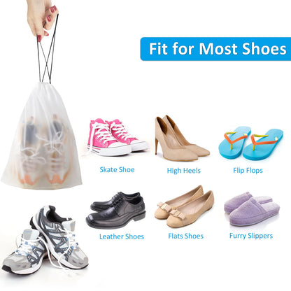 Clear Shoe Bags for Travel 5 PCS, 15.7" x 11.8" Travel Shoe Bags for Packing, Waterproof Drawstring Travel Shoe Storage Bag, Travel Essentials for Men and Women