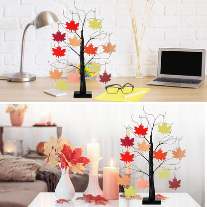 Briwooody 24” Thanksgiving Gratitude Tree with Leaves Kit Seasonal Holiday Decoration with Writing Pen Hemp Rope DIY Fall Decorations Craft Kit for Autumn Home Desktop Thanksgiving Decor(Maple Leaf)
