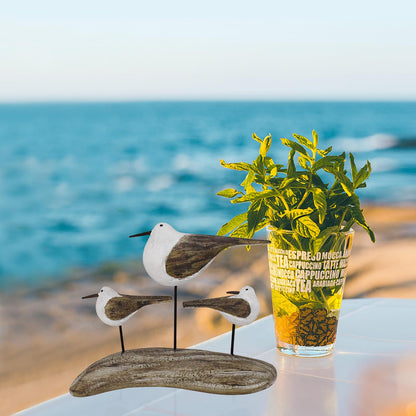 wovorins Wood Bird Statue Nautical Decor Decorative Seagull Sculpture Hand Carved Wooden Sea Birds Figurine Coastal Ocean Beach Themed Decoration for Home Yard Bathroom Living Room (B)