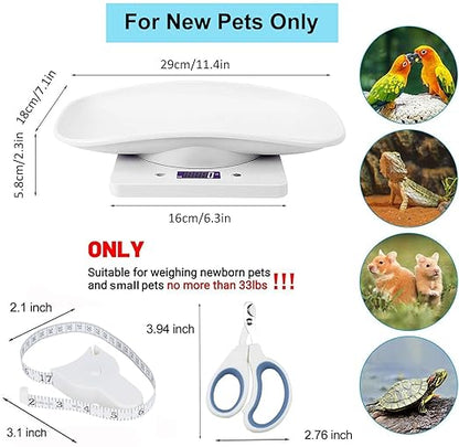 Digital Pet Scale,Puppy Scales for Weighing,Digital Small Animals Scales for Weighing,Whelping Supplies,Kitten Scale,Baby Scales for Newborn Dog Cat Crawl Pet,Capacity up to 33 lb,for New Pets Only